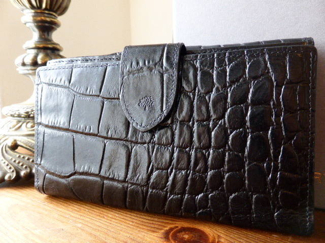 Mulberry Bifold Purse in Black Printed Leather - New